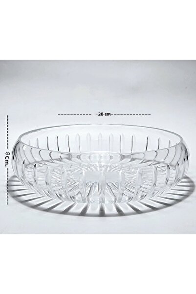 Akden Kristal Crystal Cutting Round Tableware Presentation Glass Bowl