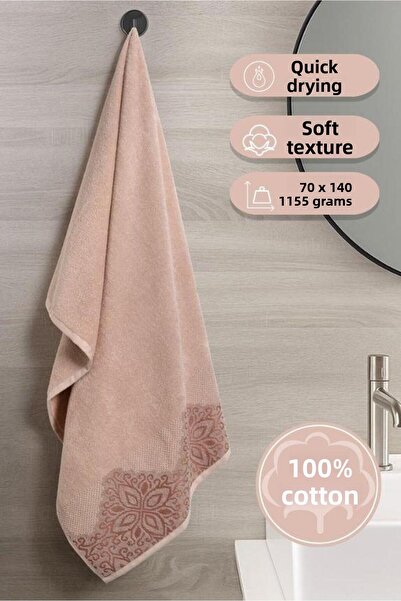 Karna Home منشفة قطنية مفردة جاكار كلوفر - 70 × 140