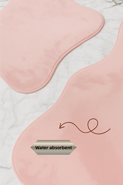 Bestekar Σετ χαλάκι μπάνιου Lina Powder 80x140 - 50x70 Αδιάβροχο δερμάτινο με μαλακή επιφάνεια που δεν σκουριάζει