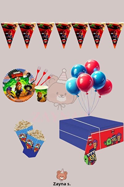 Zayna's Brawl Stars Themed Boys' 32-Person Birthday Party Set - Brawl Stars Concept Party Decorations