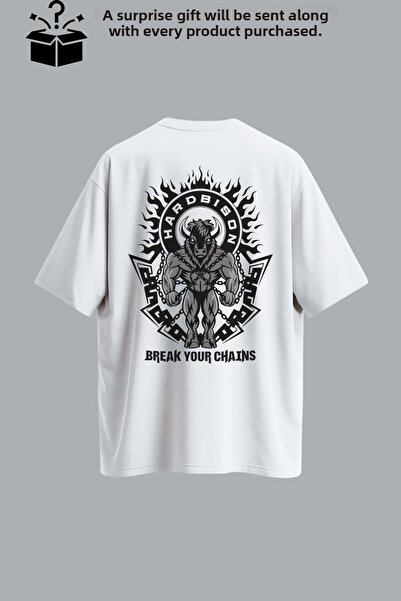 hardbison White Oversize Casual and Sports T-Shirt