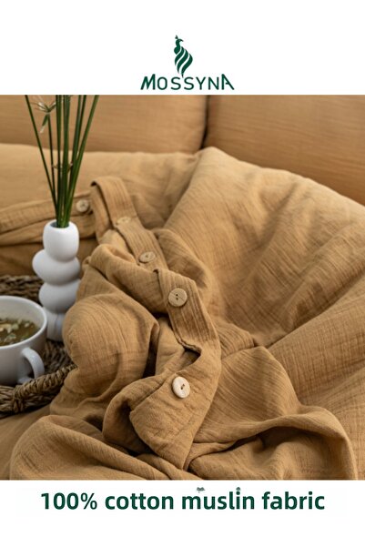 Mossyna 100% Cotton Muslin Double Duvet Cover Set