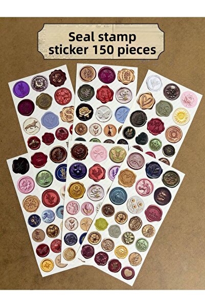 hdsticker مجموعة من 150 ملصق ختم بتصميم عتيق، ملصقات متنوعة الأنماط للهدايا والدعوات وتزيين الدفاتر