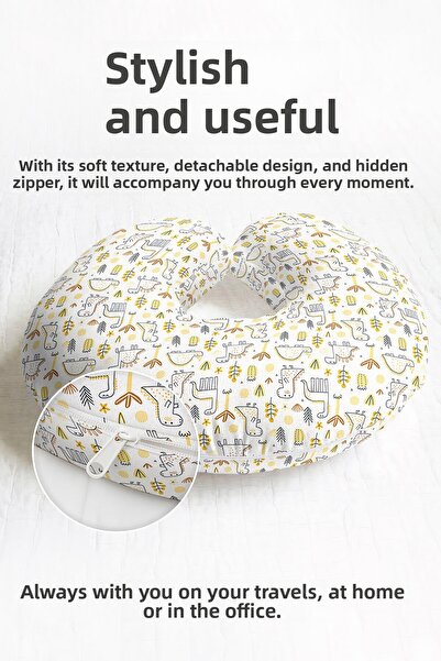 Evimde Bambaşka Pernă pentru gât din bumbac cu model de dinozaur - Pernă de c...