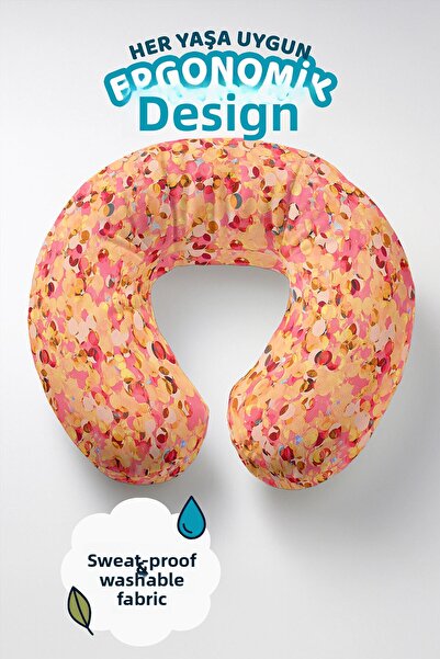 Evimde Bambaşka Colorful Confetti Pattern Ergonomic Neck Pillow - Vibrant Ora...