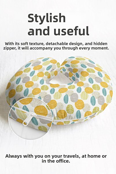 Evimde Bambaşka Pernă modernă pentru gât cu model frunze - Pernă moale de căl...