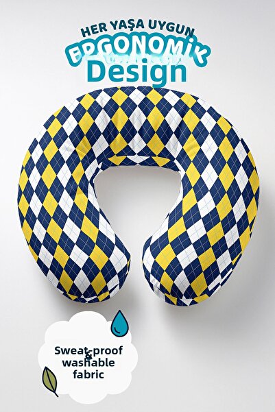 Evimde Bambaşka Pernă ergonomică pentru gât cu model în carouri - Pernă de că...