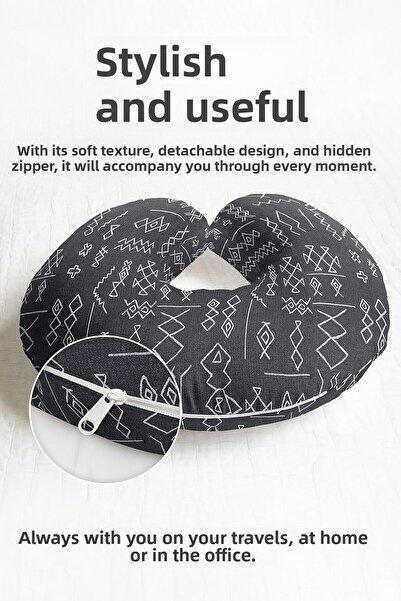 Evimde Bambaşka Pernă ergonomică pentru gât cu model etnic - Pernă de călător...