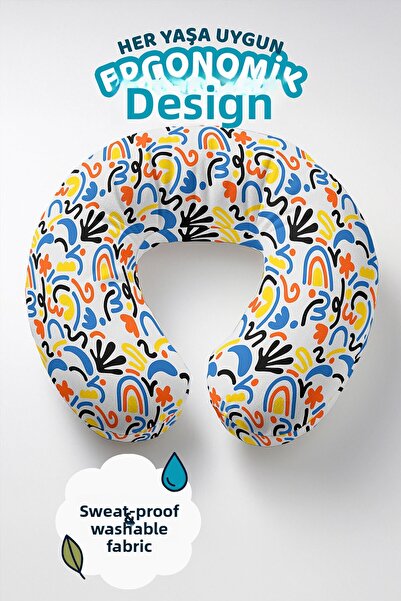 Evimde Bambaşka Pernă pentru gât cu model abstract modern colorat - Pernă de ...