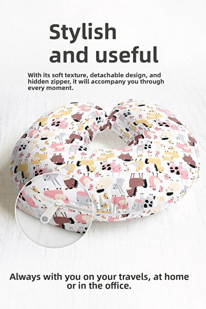 Evimde Bambaşka Pernă de gât din bumbac cu animale de fermă drăguțe - Pernă d...