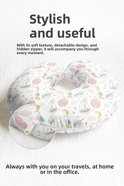 Evimde Bambaşka Pernă de călătorie din bumbac cu iepure cu balon - Pastel Clo...