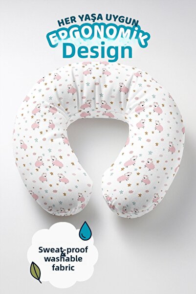 Evimde Bambaşka Pernă pentru gât cu model de miel drăguț - Pernă moale de căl...