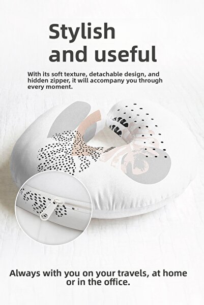 Evimde Bambaşka Pernă pentru gât cu model minimalist de frunze - Pernă moale ...