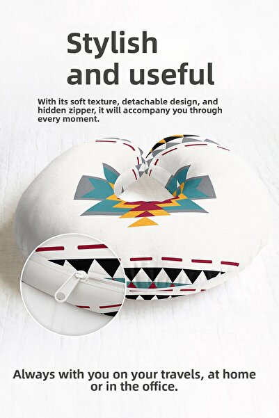 Evimde Bambaşka Ethnic Geometric Pattern Ergonomic Neck Pillow - Modern Triba...