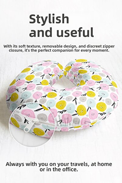 Evimde Bambaşka Pernă ergonomică pentru gât cu model de flori pastel - Design...