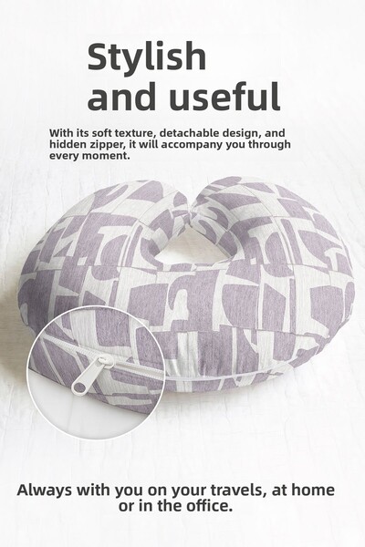 Evimde Bambaşka Pernă pentru gât din bumbac cu model geometric abstract - Per...