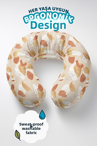 Evimde Bambaşka Abstract Geometric Pattern Ergonomic Neck Pillow - Modern Bei...