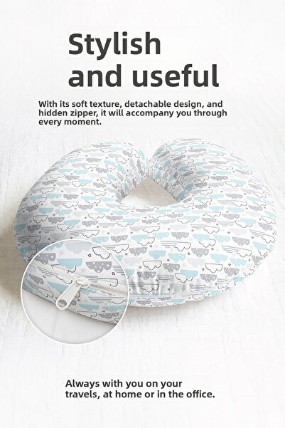 Evimde Bambaşka Pernă pentru gât din bumbac cu model nor - Pernă de călătorie...