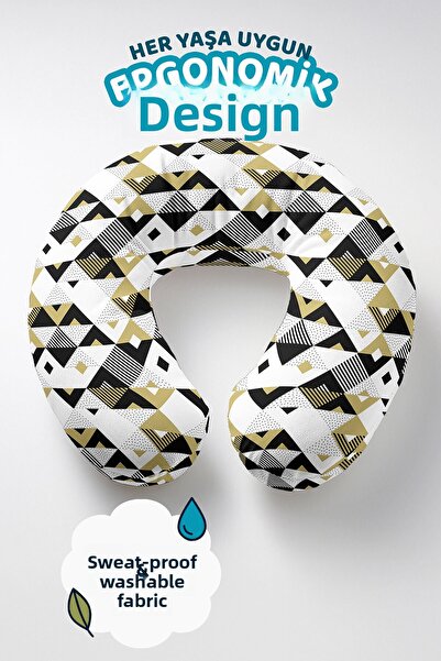 Evimde Bambaşka Pernă ergonomică pentru gât cu model geometric - Pernă de căl...
