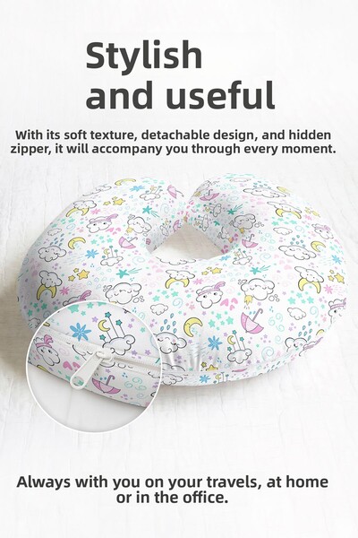 Evimde Bambaşka Pernă drăguță pentru gât din bumbac înnorat - Pernă de călăto...