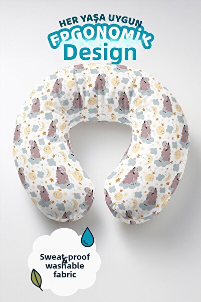 Evimde Bambaşka Pernă ergonomică pentru gât cu model de miel drăguț - Pernă d...