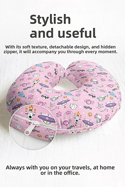 Evimde Bambaşka Pernă pentru gât din bumbac cu tematică spațială - Pernă de c...