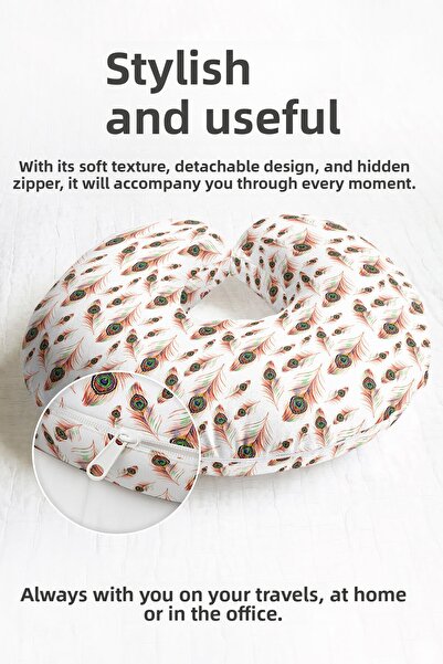 Evimde Bambaşka Pernă ergonomică pentru gât din pene de păun - Pernă moale de...