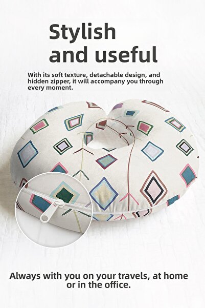 Evimde Bambaşka Pernă de gât din bumbac cu model geometric etnic - Pernă de c...