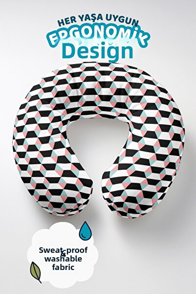Evimde Bambaşka Μαξιλάρι λαιμού με γεωμετρικό σχέδιο - Μοντέρνο παστέλ μαύρο ...