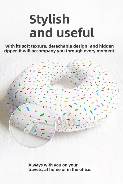 Evimde Bambaşka Pernă pentru gât cu model colorat de linii și puncte - Pernă ...