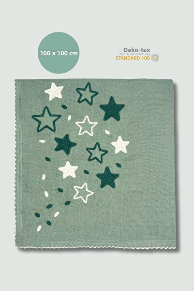 Zuppers Embroidered Baby Muslin Cover & Blanket (100 X 100cm) Mint Green