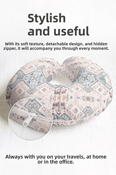 Evimde Bambaşka Pernă de gât din bumbac cu model etnic - Pernă moale de călăt...