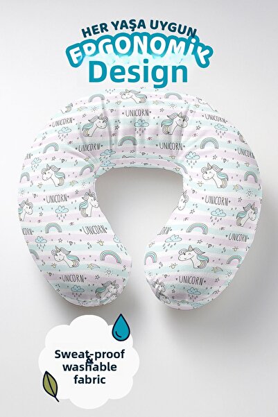 Evimde Bambaşka Pernă de călătorie din bumbac cu model unicorn - linie de cul...