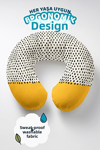 Evimde Bambaşka Pernă pentru gât din bumbac cu buline negre - Pernă moale de ...