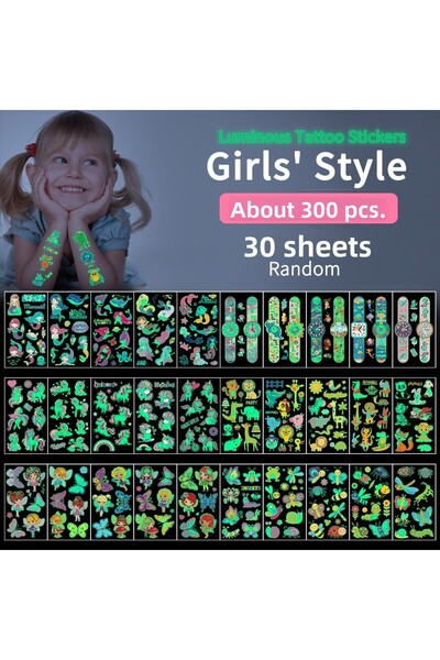 Choice ملصقات وشم مضيئة للأطفال من LuminousGirl، 30 ورقة، ملصقات وشم مضيئة لل...