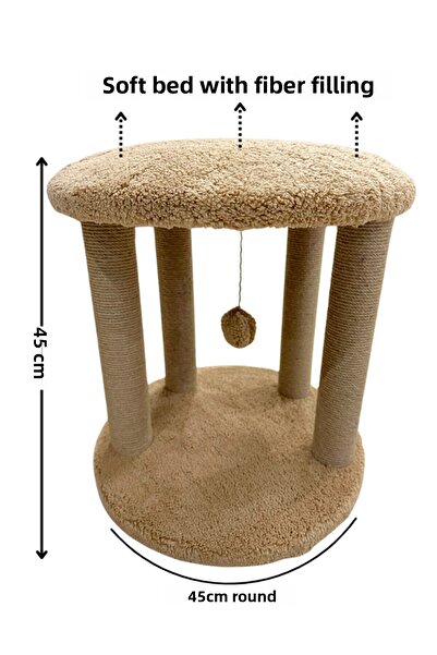 Komano Pontika 45cm Cat Scratching Post with Cage Model Bed – Durable, Comfortable and Playful Cat Scratcher