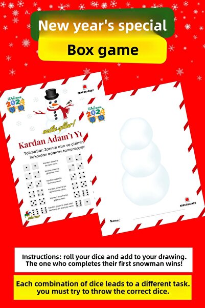GameBulance New Year's Box Game - Roll the Snowman Game - New Year's Activity for Children and Adults