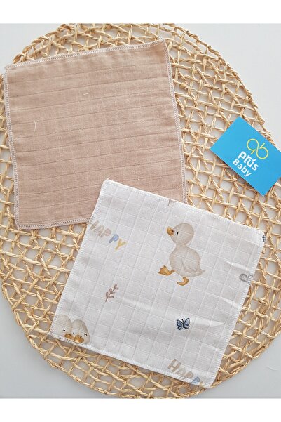 artıbebe 7-Piece Muslin Mouth Cloth with Duck Pattern, 100% Cotton, Soft and Absorbent | Newborn Mouth Wipes