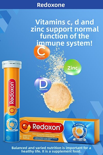 Redoxon Triple Effect 15 Effervescent Tablets I 1000 Mg Vitamin C, Vitamin D and Zinc Containing Supplement