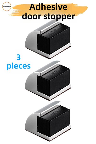 Badem10 Opritor de ușă oval 3 bucăți adeziv metal argintiu crom cu cap din ca...