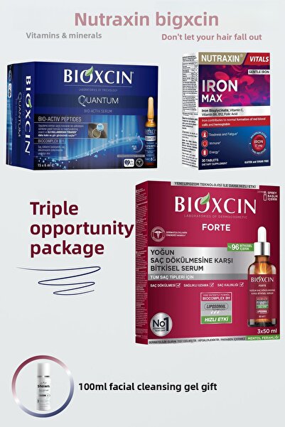 Nutraxin Iron Max 30 Tablets + Quantum Serum 15X6 ml + Forte Serum 3X50 ml + 100 ml Gel Gift