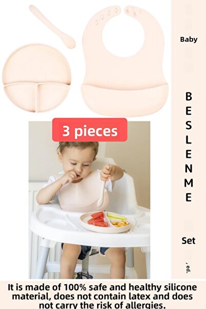 Wintoup طقم تغذية للأطفال من السيليكون مكون من 3 قطع مع ملعقة وصحن مفرغة الهو...
