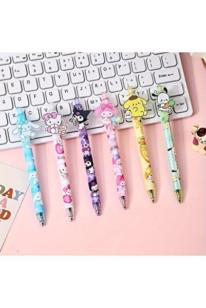 Alaa Butik Online 6-Piece Sanrio Black Ballpoint Pen Set - Mixed Characters