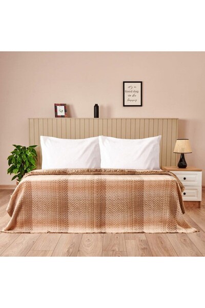 Evidea Pătură dublă din bumbac Nevira - Bej - 200x220 cm