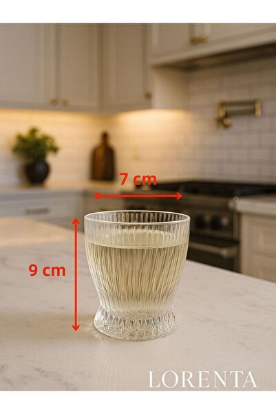 isra kristal Crystal Cut Patterned Glass Soft Drink Glasses Set of 6 - Luxury Water and Beverage Glasses