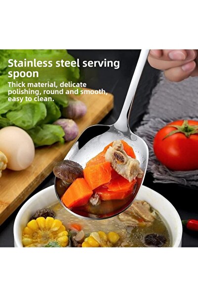 Raakmadezanmir 2 Pcs Stainless Steel Serving Presentation Spoon Serving Spoon