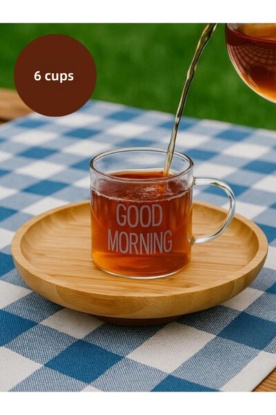 isra kristal Glass Coffee Cups - Set of 6 with Handle for Turkish Coffee and Espresso