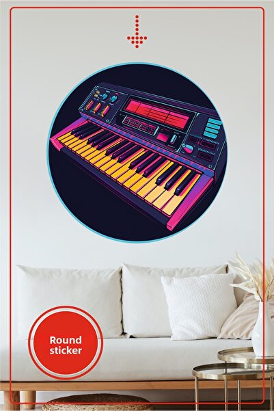 KOSS Dijital Autocolant rotund pentru sintetizator retro, design neon, autoco...