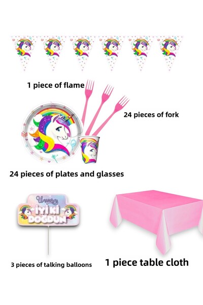Zayna's Unicorn Themed Girl's Concept Economy Set Birthday Party Supplies for 24 People