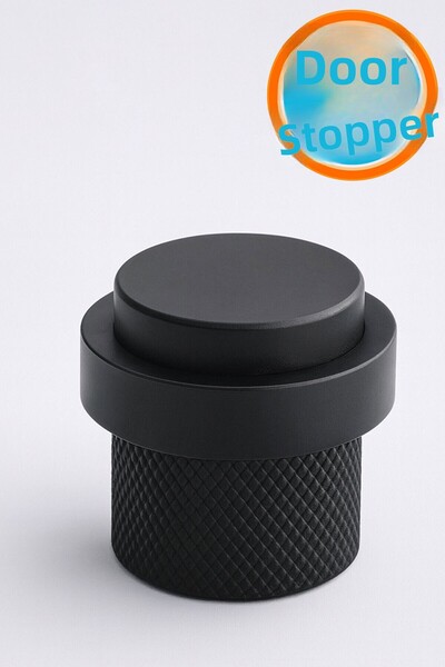 NZB Door Stopper Metal Black Serrated Model Screw Mounting Rubber Headed Door...